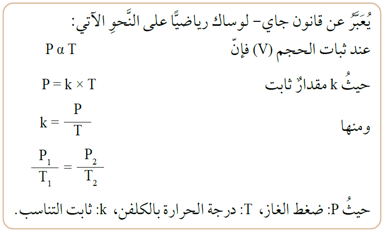 يمكن زيادة ضغط غاز محصور له حجم ثابت اذا